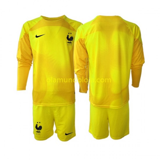 Camisola França Guarda-redes Criança Equipamento Terceiro Copa do Mundo 2022 Manga Comprida